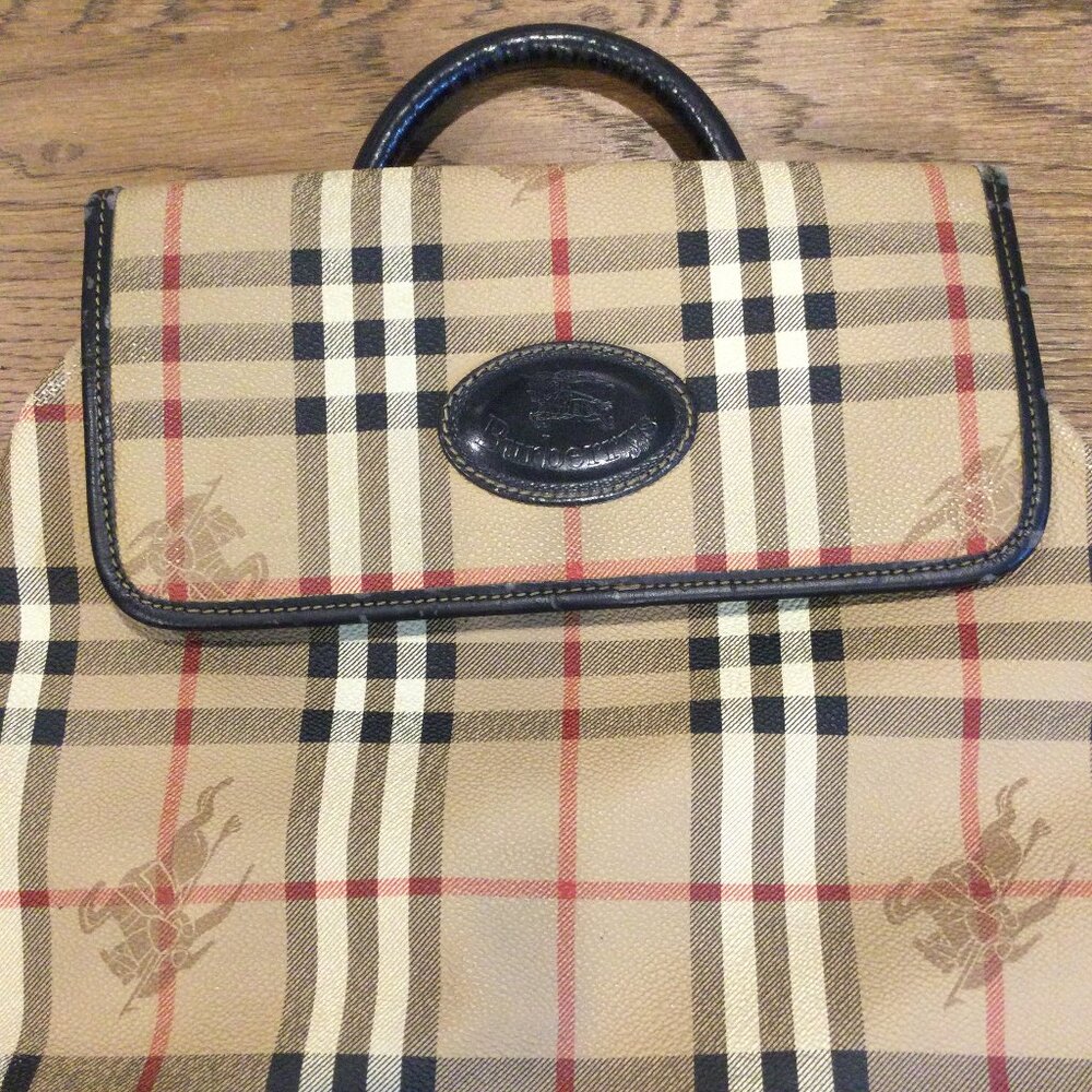 Burberry Beige and Black Check Backpack - Picture 8 of 15